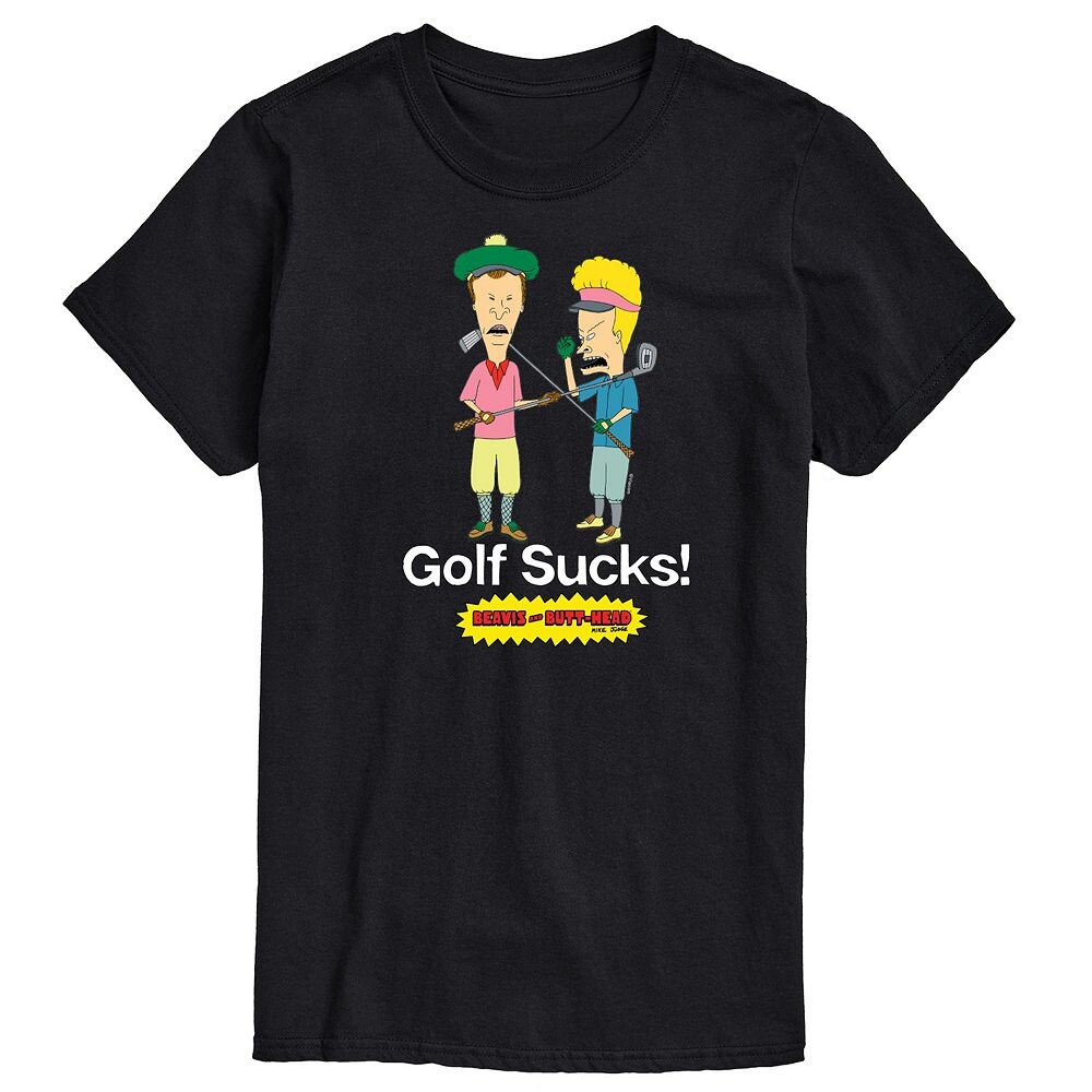 

Мужская футболка с рисунком Beavis & Butthead Golf Sucks Licensed Character, черный