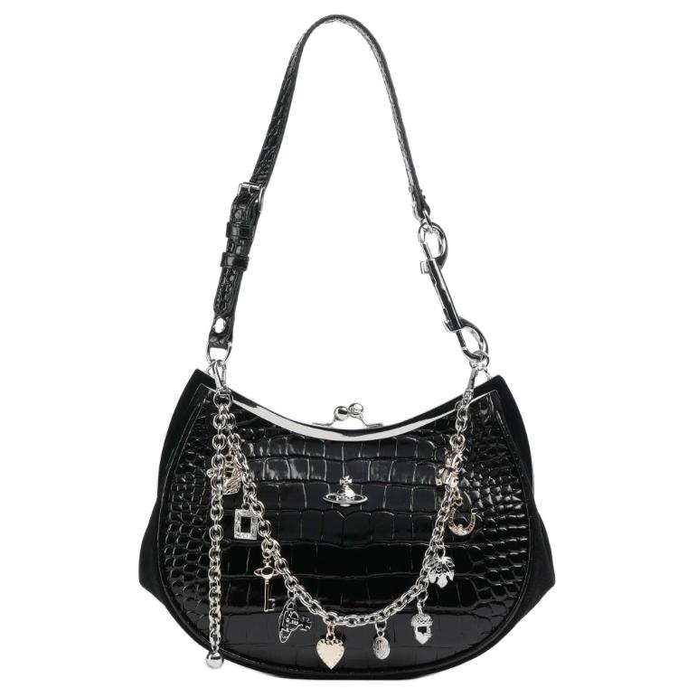 

Vivienne Westwood Женская черная сумка через плечо из телячьей кожи