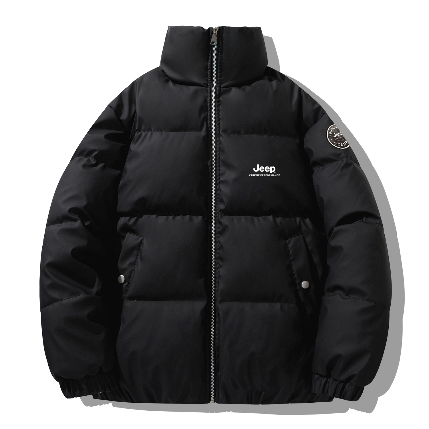 

Пуховик Unisex Stand Collar утепленный стеганый Jeep, twiсветло-черный