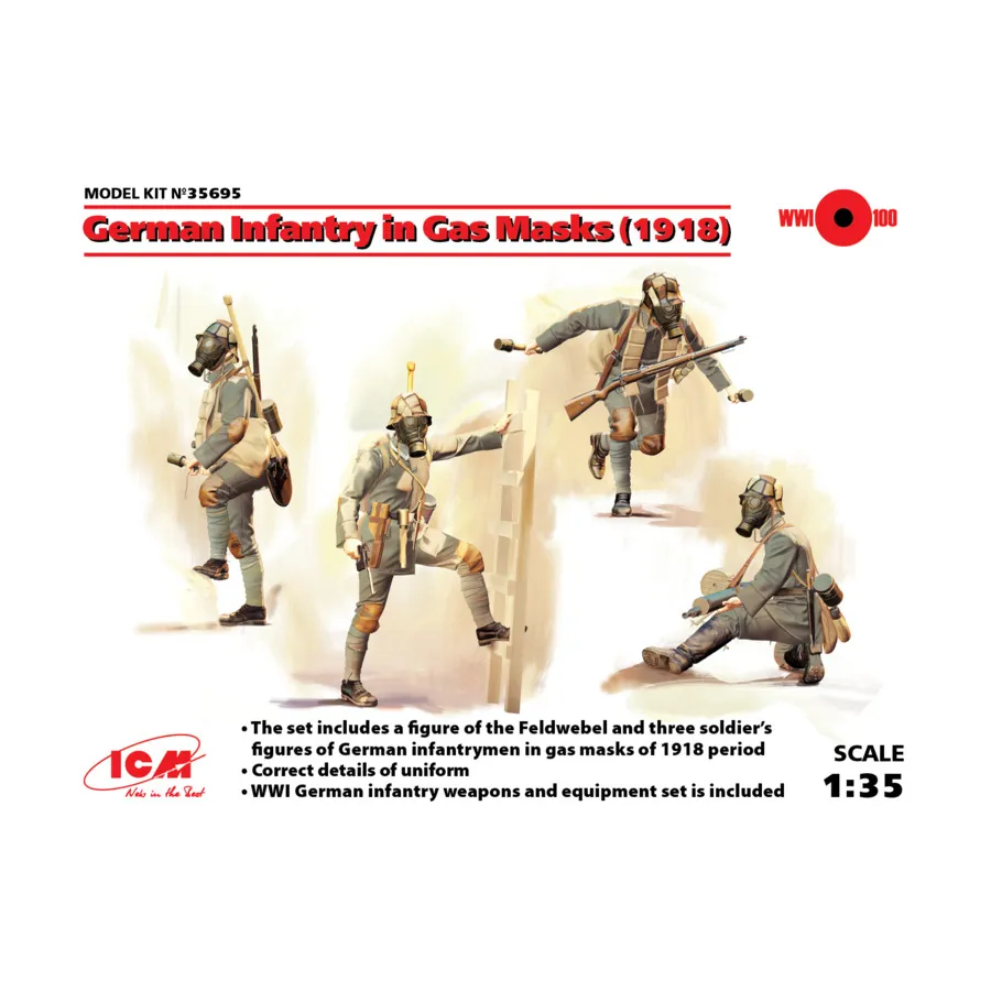 

Немецкая пехота в противогазах (1918 г.), Military Models 1/35 Scale (ICM)