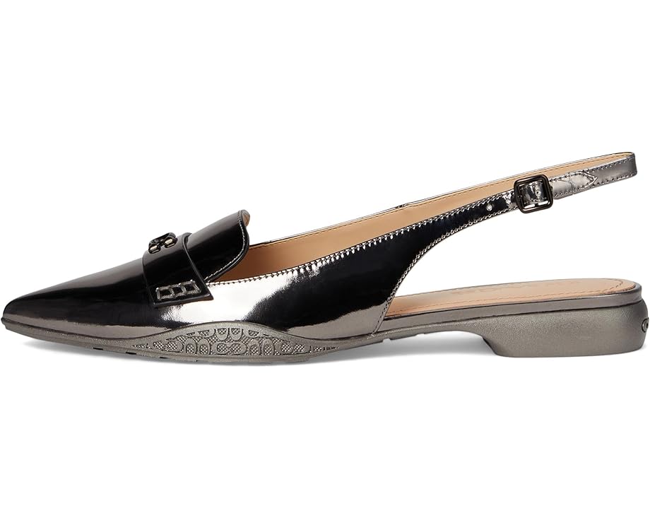 Туфли на плоской подошве COACH Carrie Metallic Leather Skimmer, цвет Anthracite — фото 4