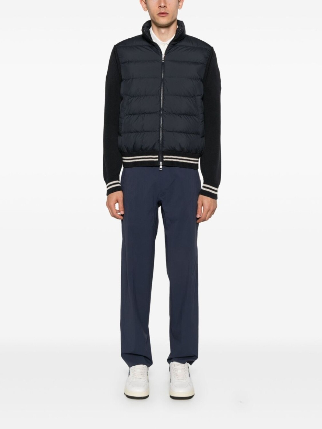 

Moncler пуховик с трикотажными вставками, синий