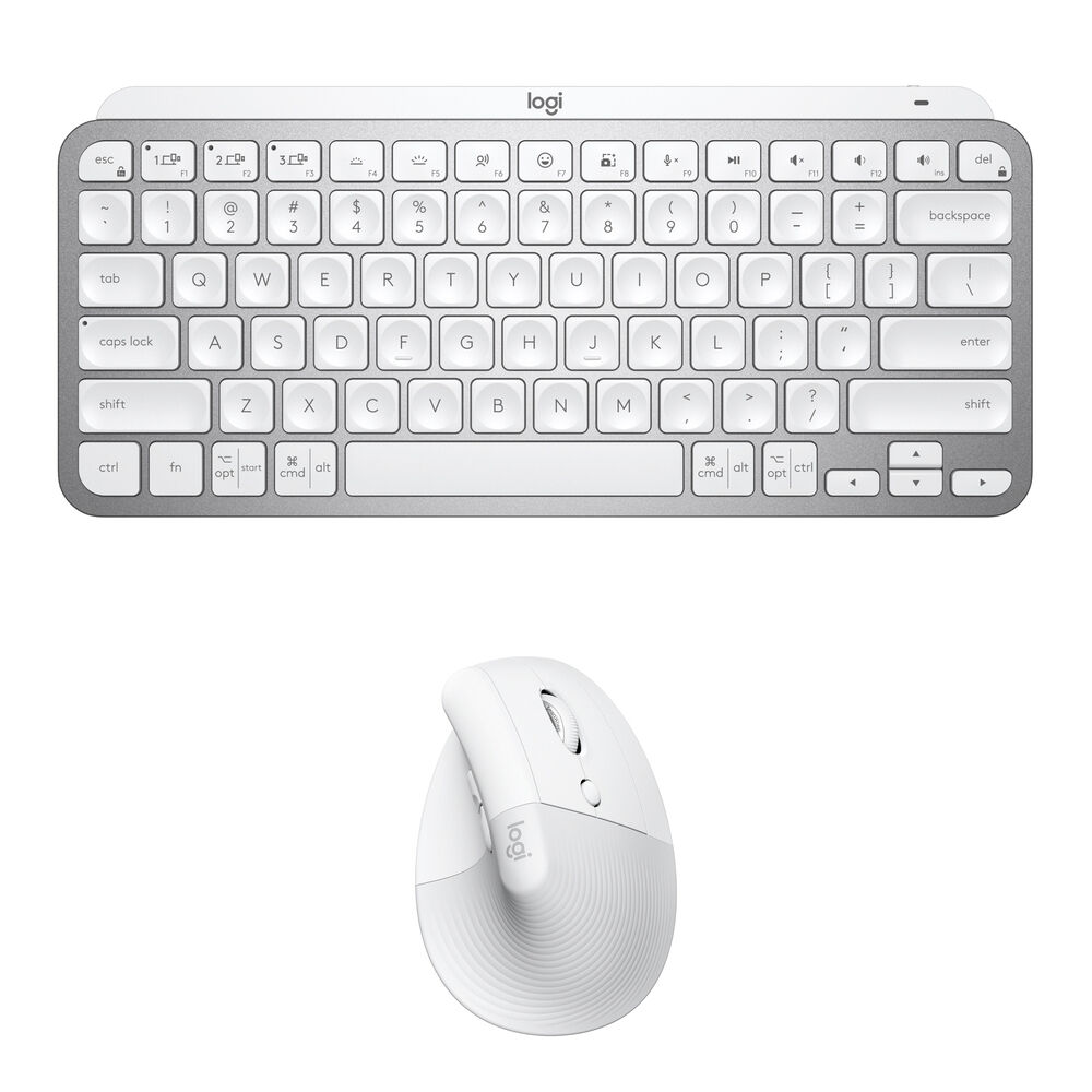 

Комплект для творчества: беспроводная мини-клавиатура Logitech MX Keys и эргономичная вертикальная мышь (бледно-серый/белый)