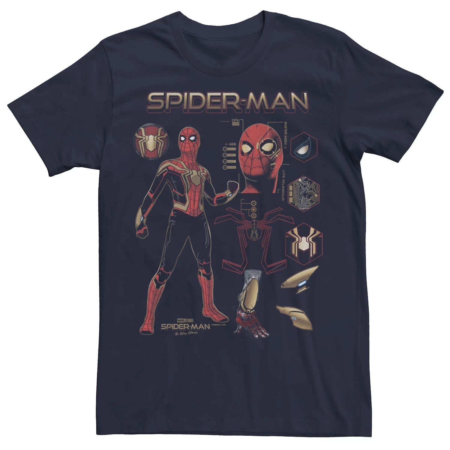 

Мужская футболка Marvel Spider-Man No Way Home Spidey Schematic Tee Licensed Character