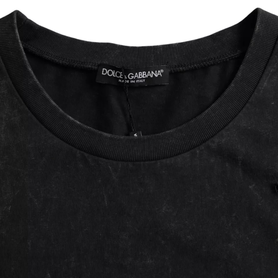 Черная хлопковая футболка с круглым вырезом и графическим принтом Dolce & Gabbana — фото 4