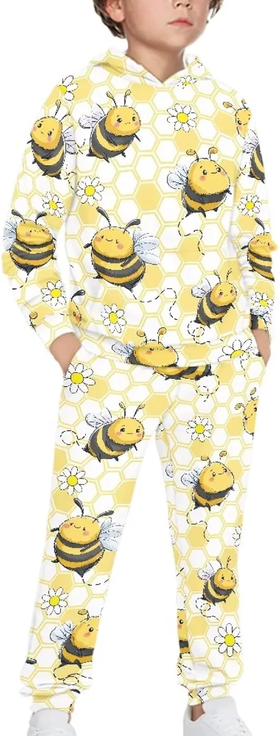 Детский спортивный костюм YECARYPOD, футболка и джоггеры, цвет Bee Flower, размер 5-12 — фото 3
