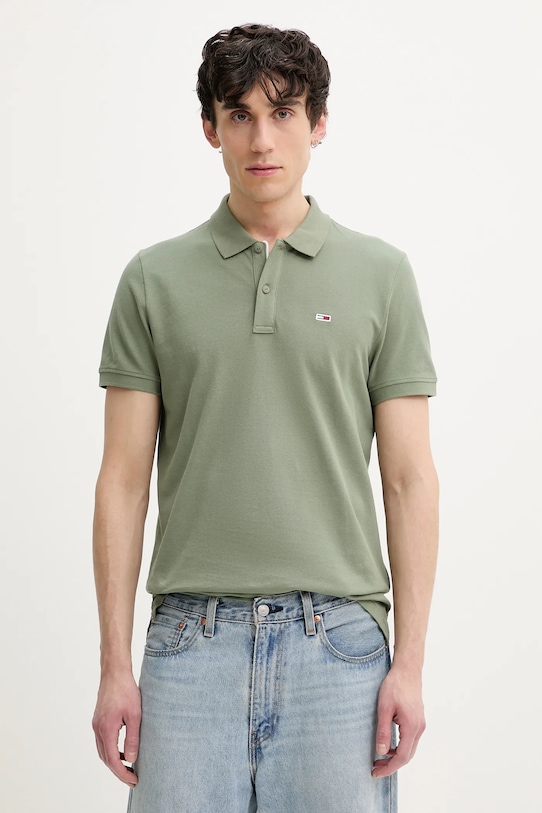 

Хлопковая поло Tommy Jeans, зеленый
