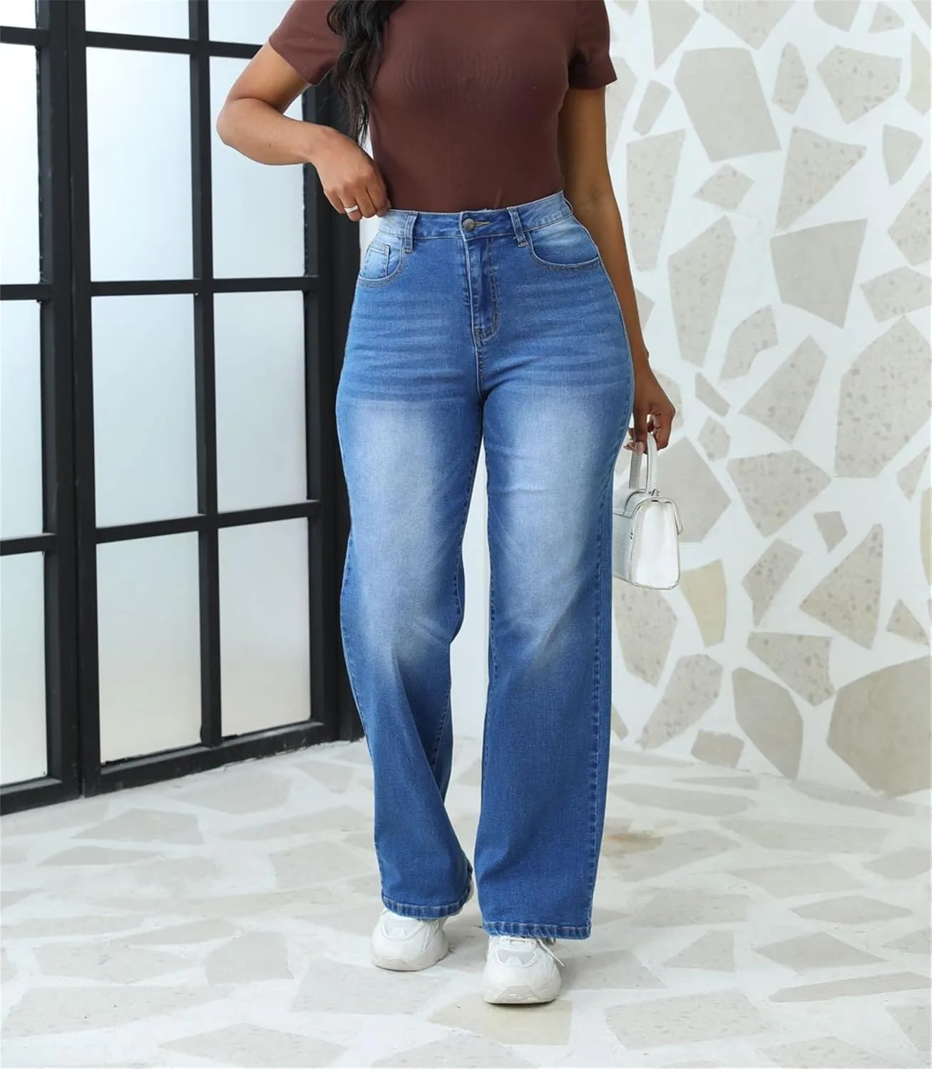 Женские джинсы Wide Leg High Waisted Stretchy Denim — фото 2