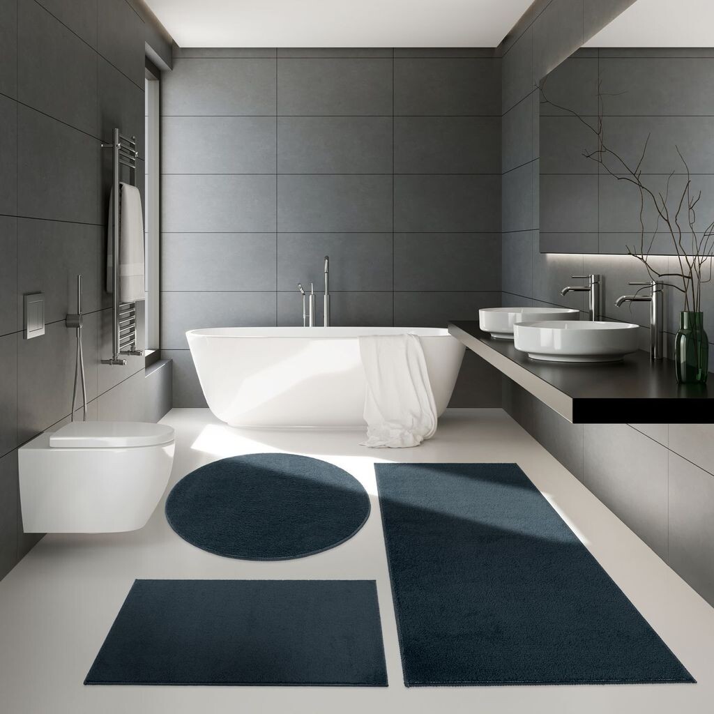 

Коврик для ванной комнаты Коврик для ванной с глубоким ворсом Современный мягкий в различных цветах Цвета и размеры Размер Ø 80 см круглый TT Home, синий