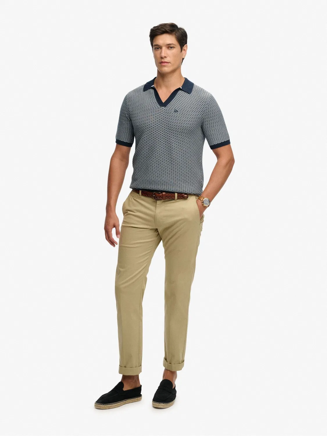 Поло Superdry Johnny Collar Knitted, темно-синий — фото 4