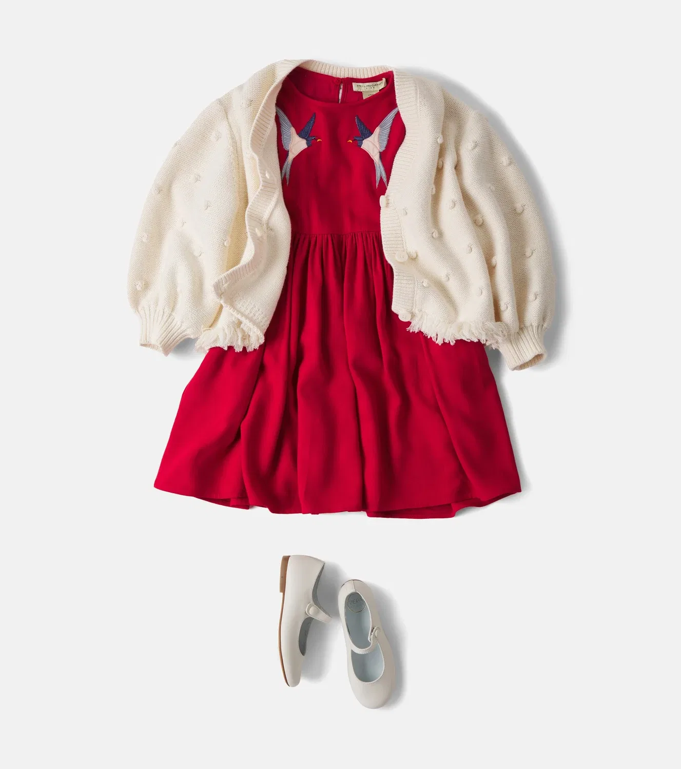 Кардиган хлопковый с бахромой Stella Mccartney Kids, белый — фото 2