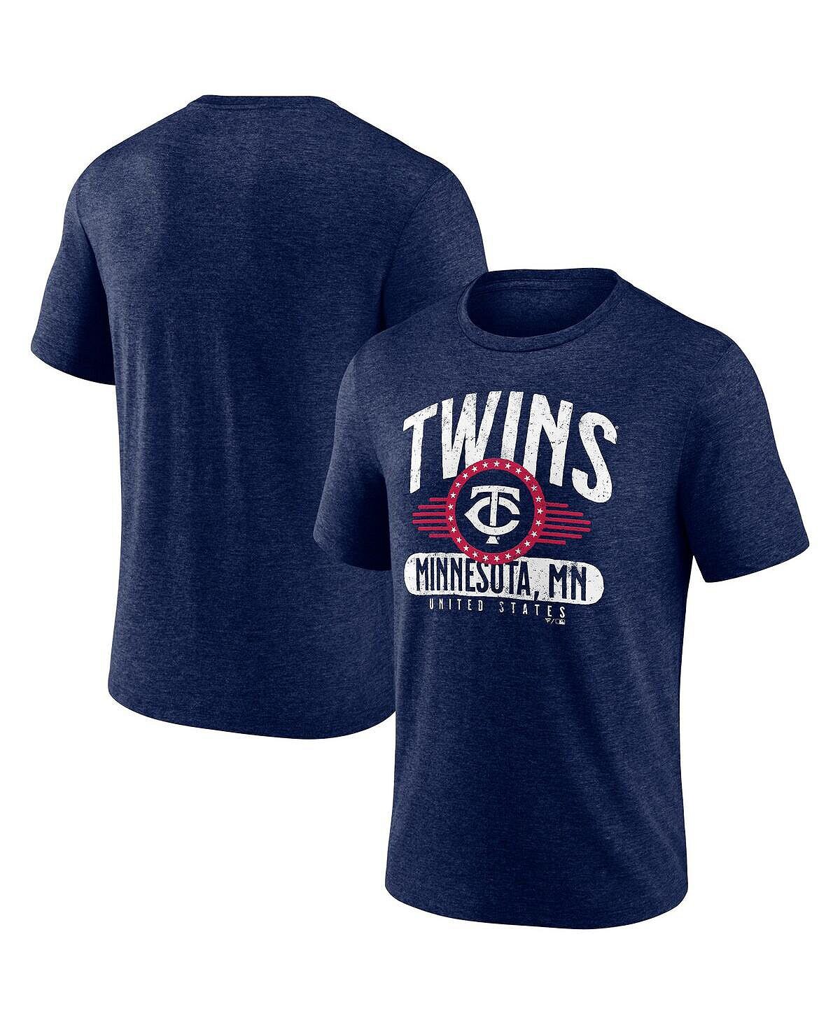 

Мужская футболка minnesota twins badge of honor с логотипом из меланжевой ткани темно-синего цвета из трех смешанных материалов Fanatics, темно-синий