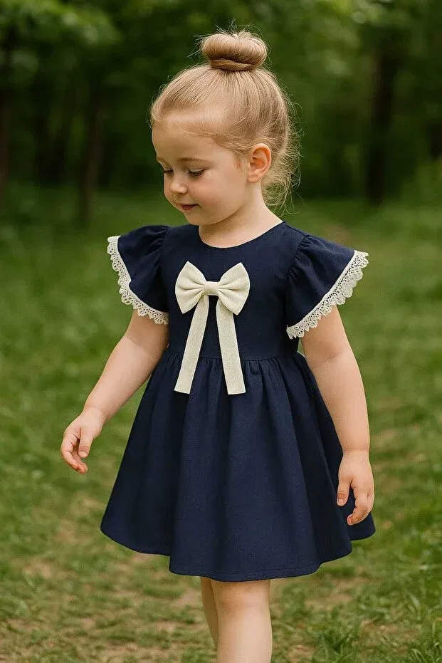 Детское платье для девочек с коротким рукавом Baby, Navy Blue