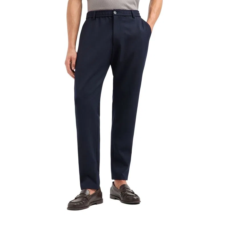 Брюки повседневные Stretch Technical Gabardine Elasticated Waist, Dark Marine Blue EMPORIO ARMANI — фото 4