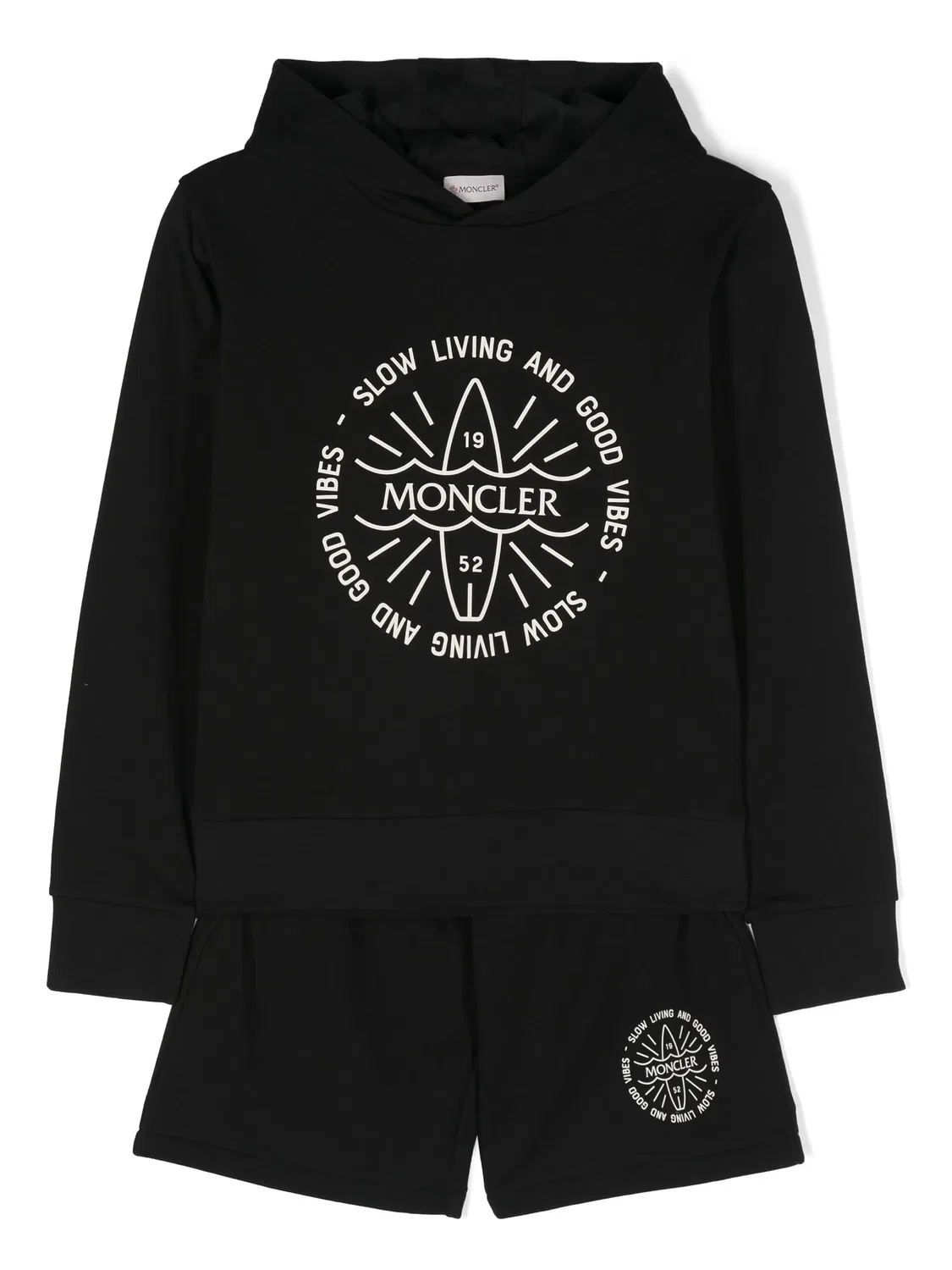 Комплект шорт с логотипом из резины Moncler, черный