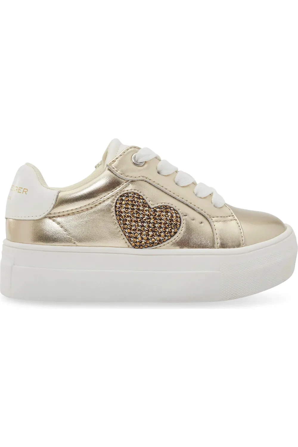 Детские кеды платформа с сердцем Mini Luckson Heart Kurt Geiger London, Gold — фото 2