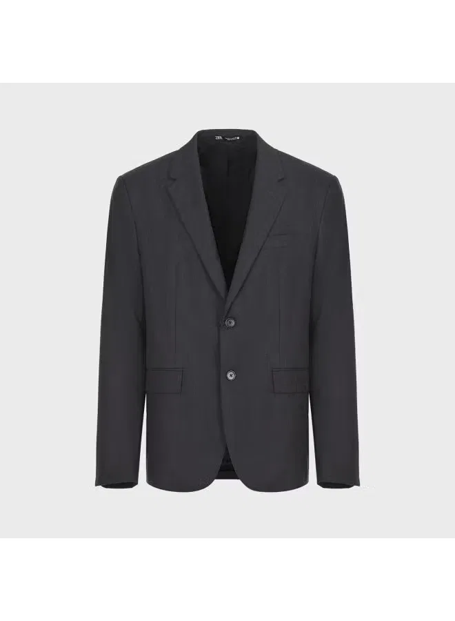 Костюм с текстурными плечами, модель Suit, Zara, угольно-черный — фото 2
