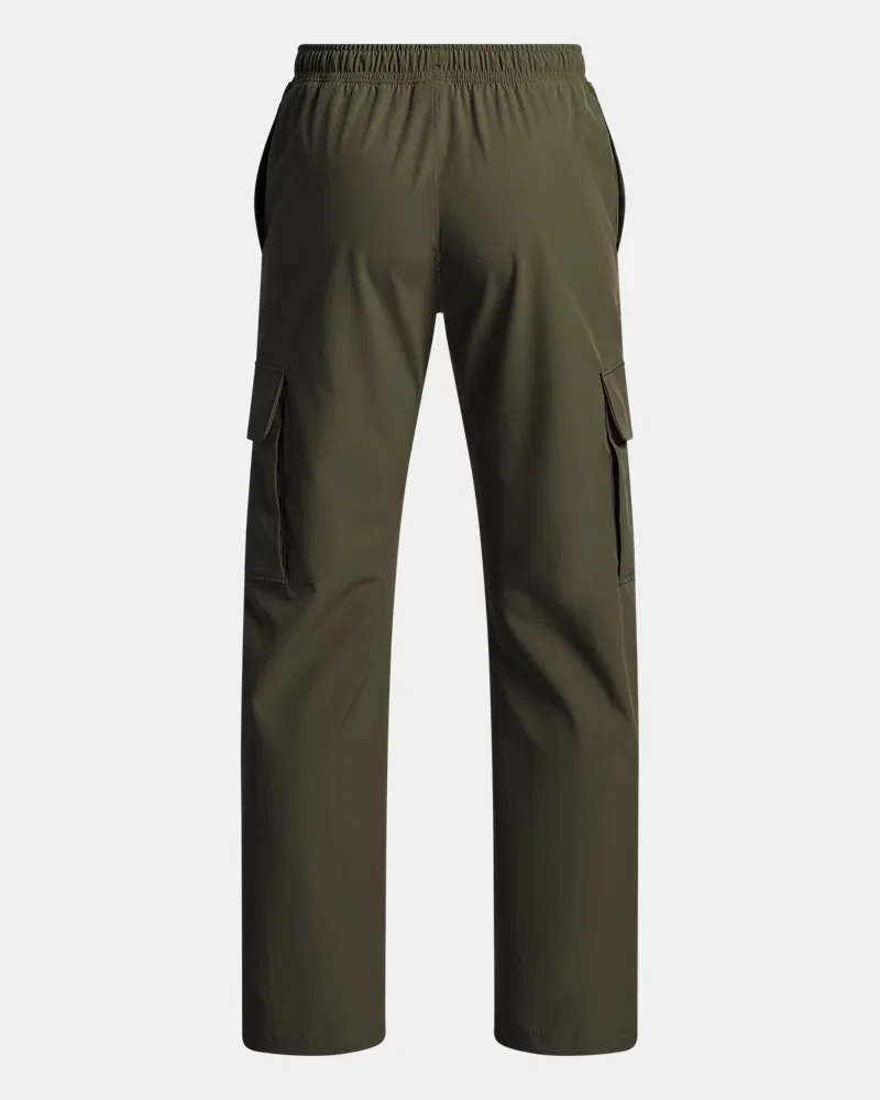 Брюки для мальчиков 63,5 см водоотталкивающие UA Icon Woven UnderArmour, Marine Od Green/White — фото 2