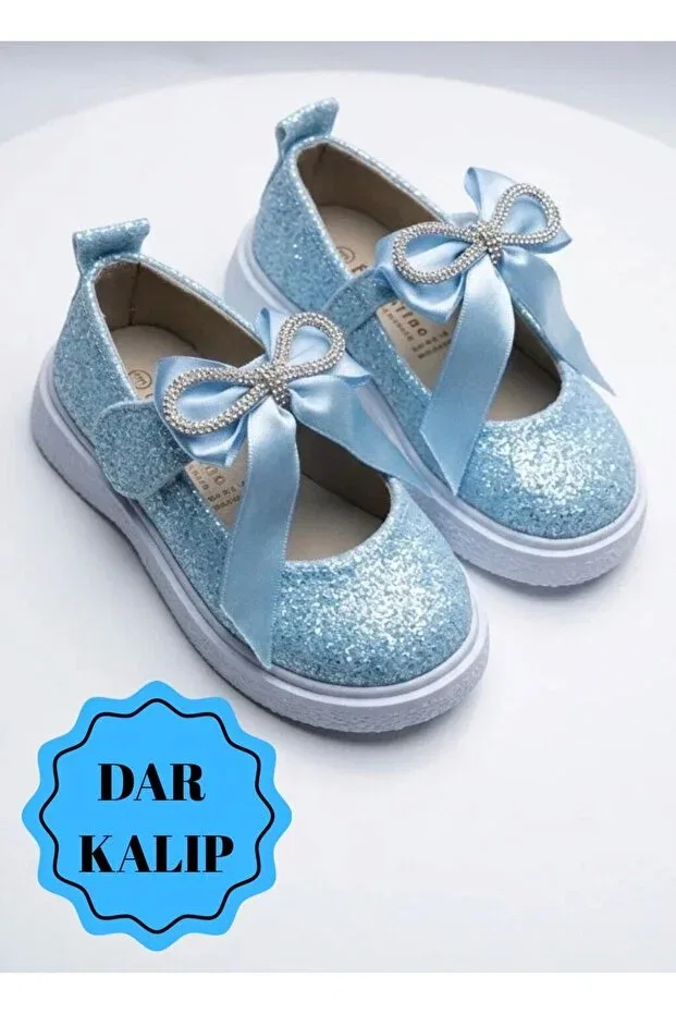 Детские балетки для девочек с бантом Görkem Bebe Ayakkabı Ve Tekstil, Blue