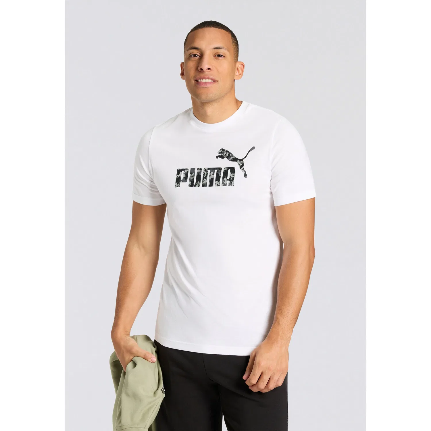 Детская хлопковая футболка с камуфляжным принтом PUMA, White — фото 2