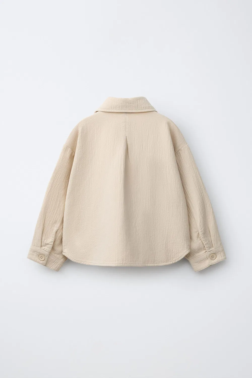 Текстурированная хлопчатобумажная и льняная рубашка-куртка ZARA, Ecru — фото 2