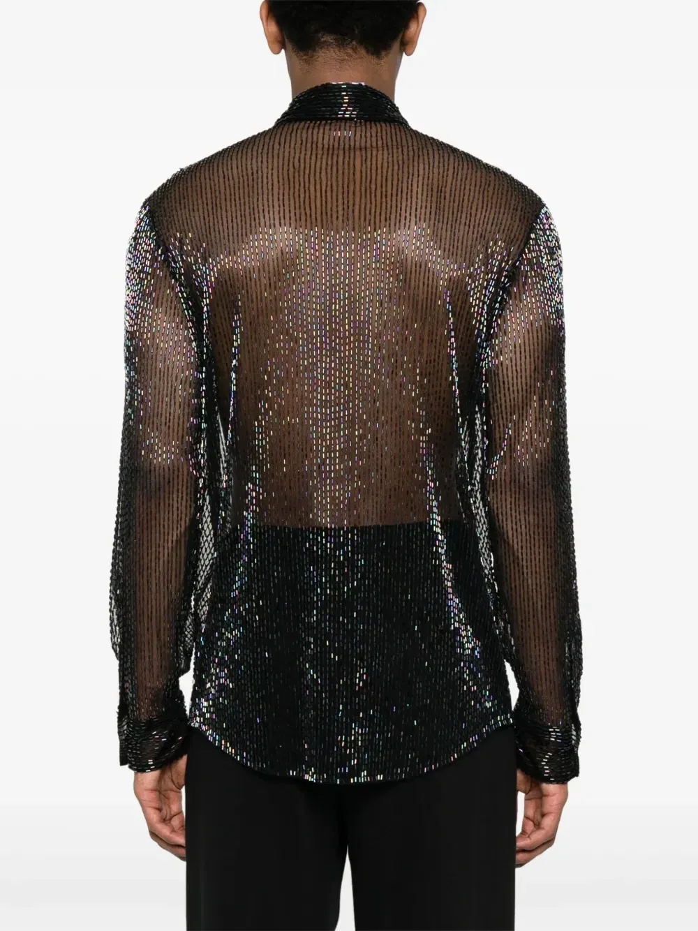 Рубашка из тюля с бусинами Dsquared2, черный — фото 4