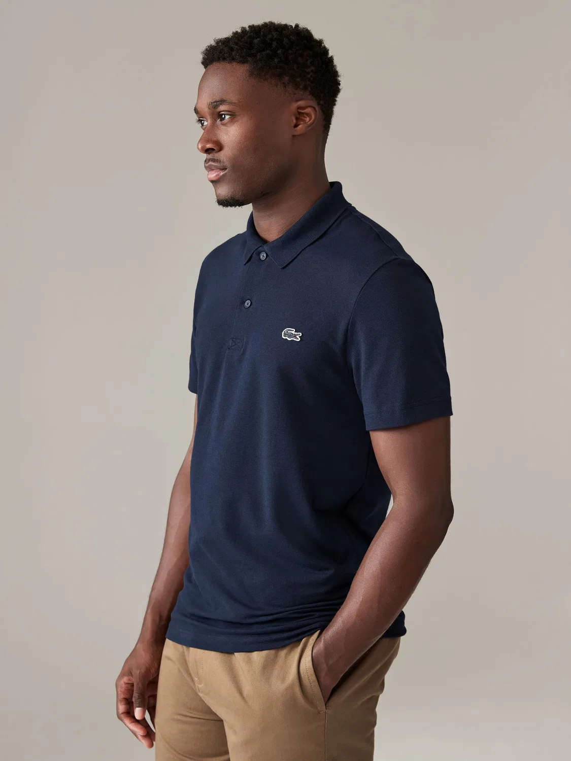 Lacoste Темно-синяя рубашка-поло обычного кроя с короткими рукавами