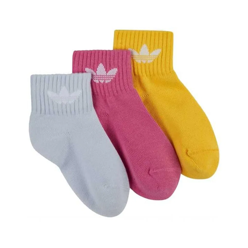 Детский комплект носков Adidas, 6 пар, 3 набора, Pink/Yellow/Light Blue — фото 3