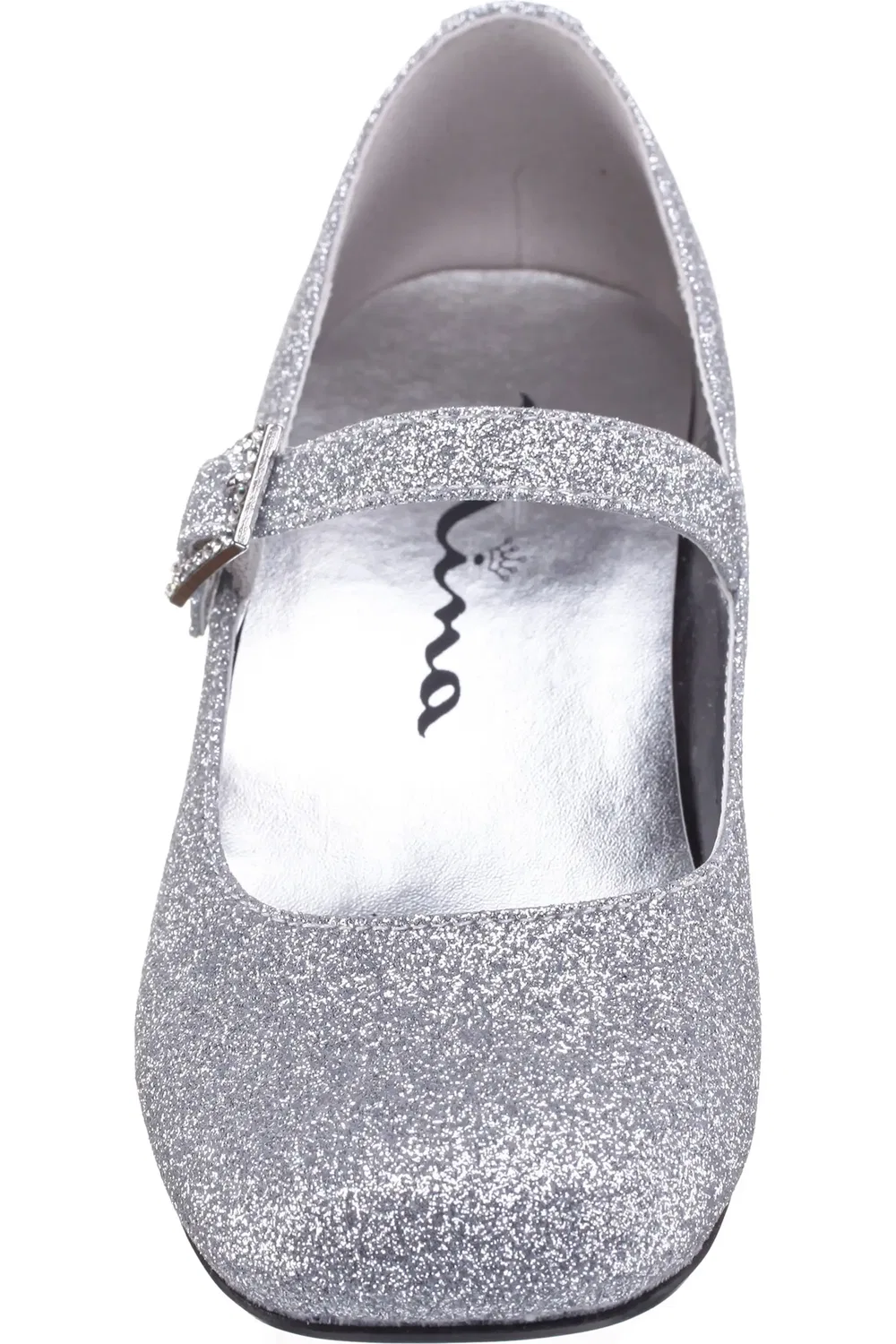 Детские туфли Мэри Джейн с блочным каблуком Mila Nina, Silver Baby Glitter — фото 4