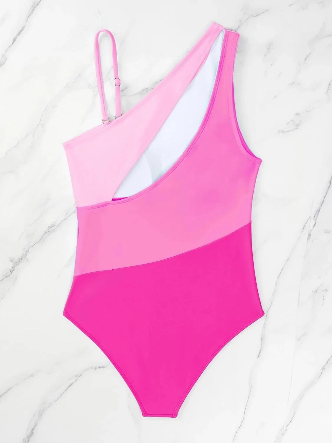 Женский монокини с вырезами и цветными блоками Generic, Pink — фото 4