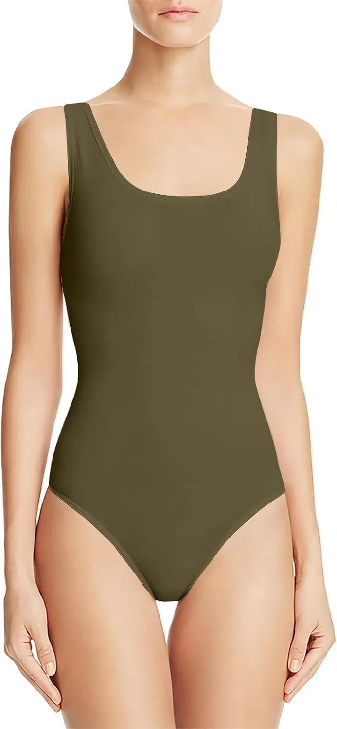 Женский цельнокроеный купальник с V-образным вырезом Shiyingl, Army Green
