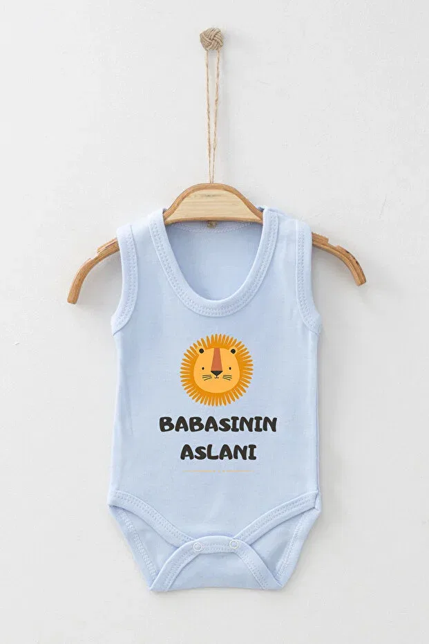 Детское боди для новорожденных с перекрестными бретелями 100% Cotton Organic Father's Lion Strappy Bodysuit Adabebek, Blue
