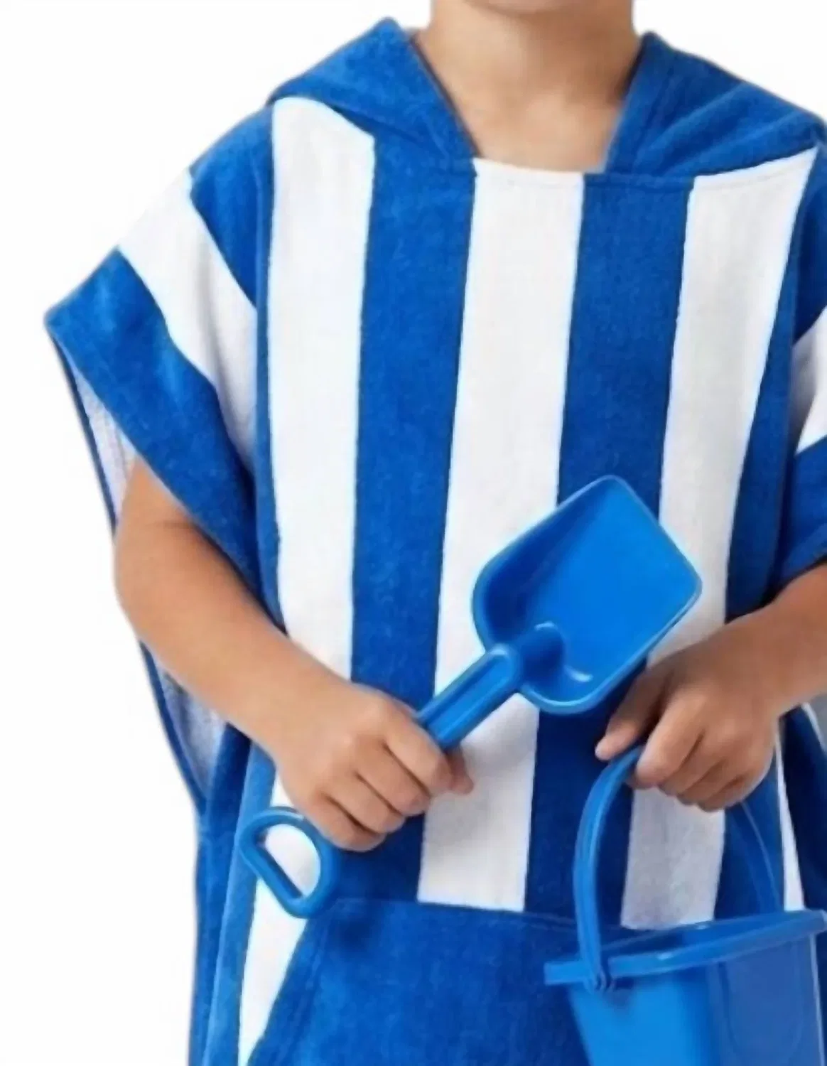 Детское пончо с капюшоном для девочек из переработанных материалов Dock & Bay, Blue And White Stripe — фото 2