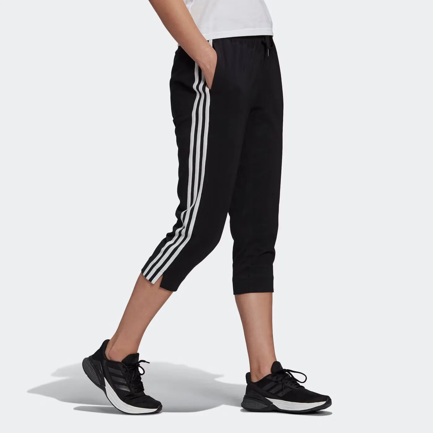 Брюки 3/4 с логотипом Essentials Single Adidas, черный — фото 4