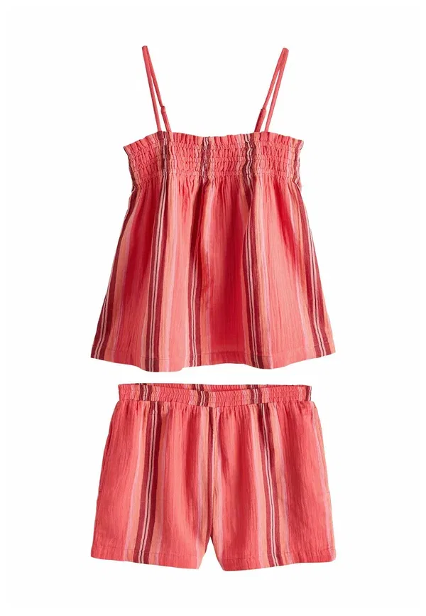 Комплект из топа и шорт с полосками, Regular fit, Next, Pink Orange, оранжевый/розовый