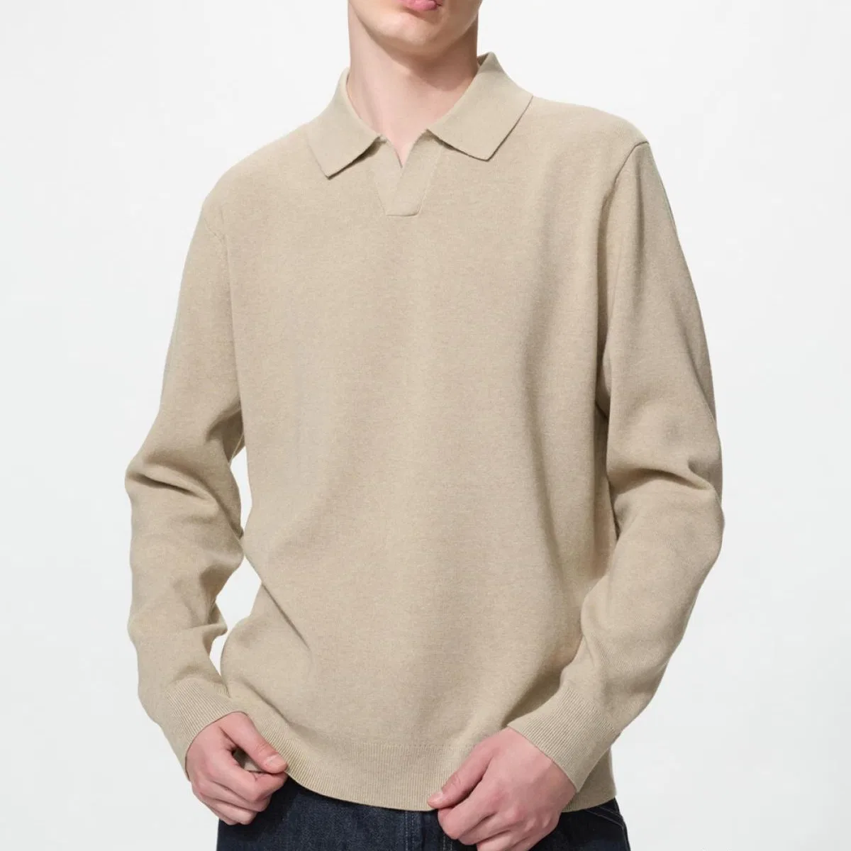 Мужское поло Beige UNIQLO — фото 3