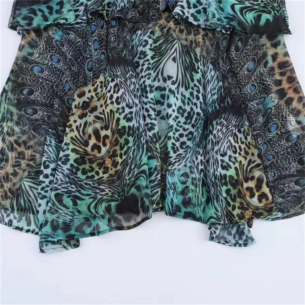 Женское платье-миди с анималистичным принтом Tiered Ruffles, Pic Color — фото 4