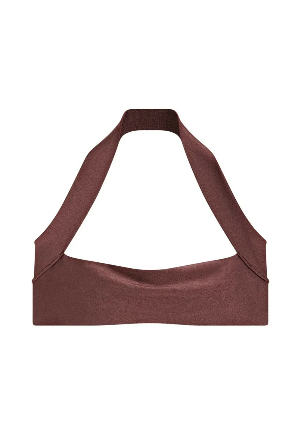 Блестящий топ от бикини с завязками на шее - топ от бикини Massimo Dutti, Dark Brown — фото 3