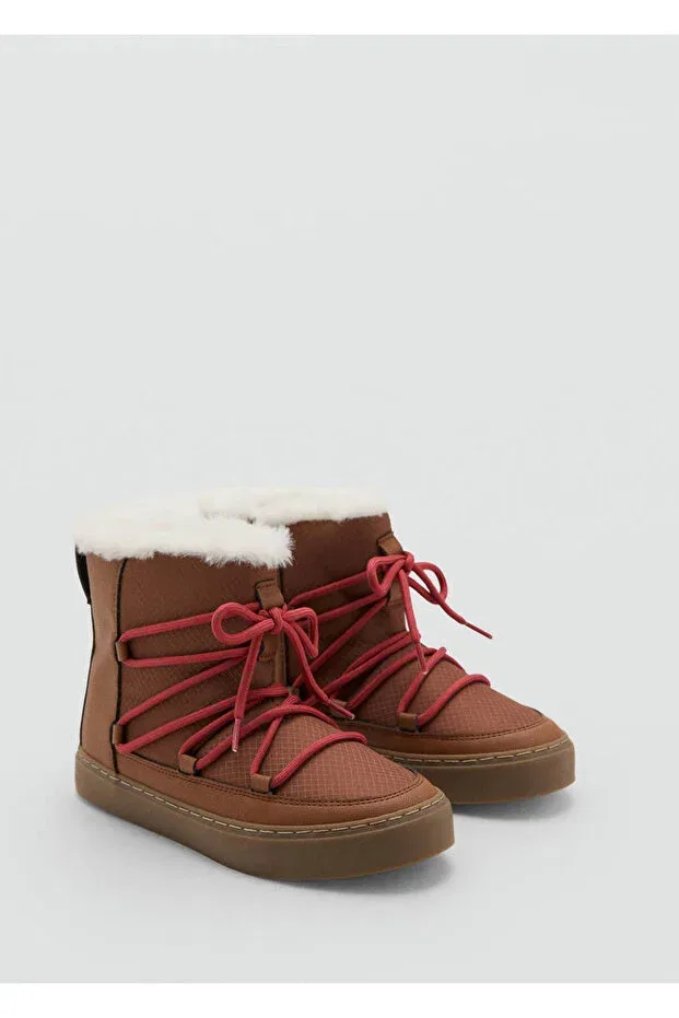 Детские ботинки для девочек с начесом Mango Kids, Medium Brown