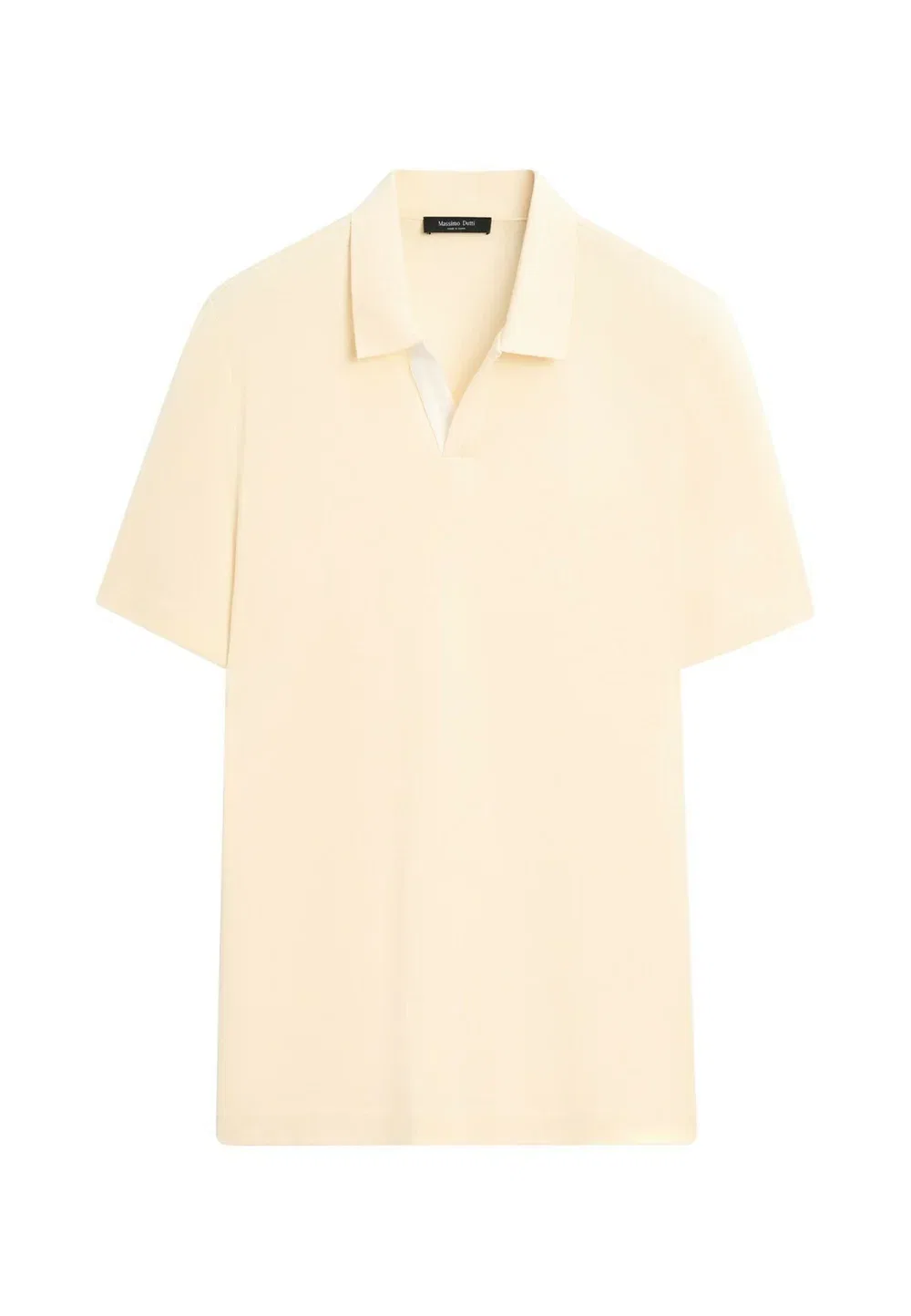 Рубашка-Поло с коротким рукавом и V-образным вырезом - рубашка-поло Massimo Dutti, Light Yellow — фото 4