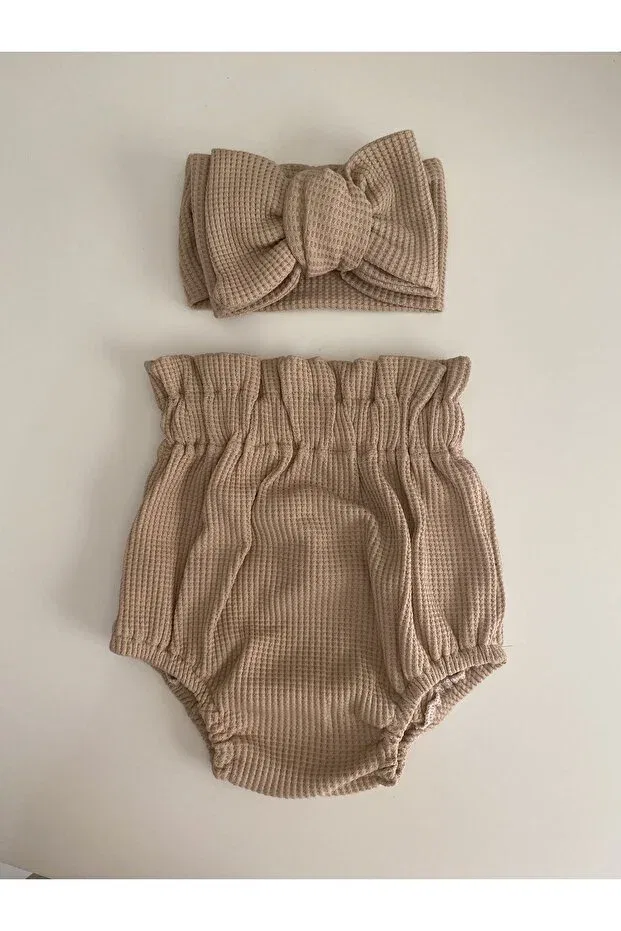 Детский комплект из футболки-борцовки и шорт Milk coffee waffle shorts band set Lolidenss, Milk Coffee — фото 3