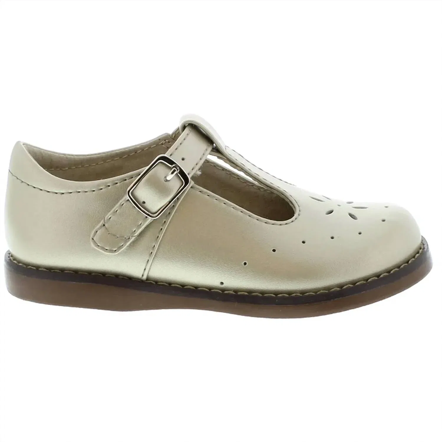 Детские туфли для девочек Мэри Джейн на липучке Sherry T-Bar Footmates, Pearl — фото 2