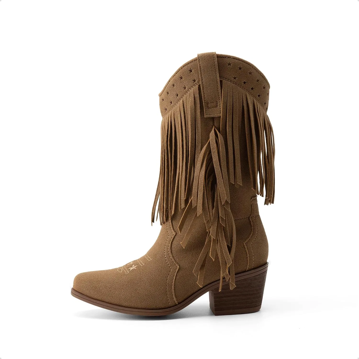 Детские сапоги для девочек с бахромой и кисточками Tassel Fringe DREAM PAIRS, Brown — фото 3