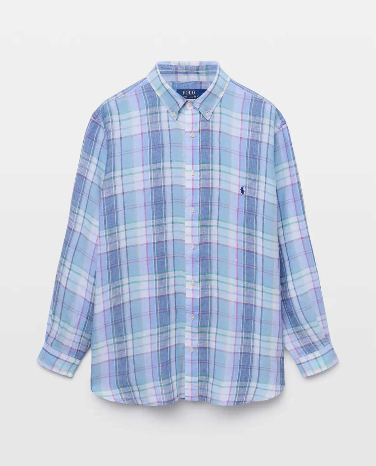 Мужская рубашка из льна с принтом для больших размеров Polo Ralph Lauren, Azul — фото 4