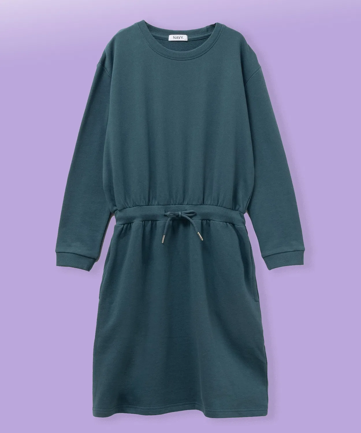Детское платье из футера с длинным рукавомNAVY, Dark Green