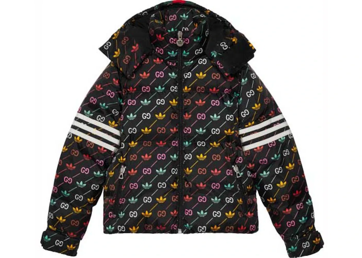 Мужская куртка-пуховик с принтом Gucci x Adidas Down Jacket Gucci, Black Multi