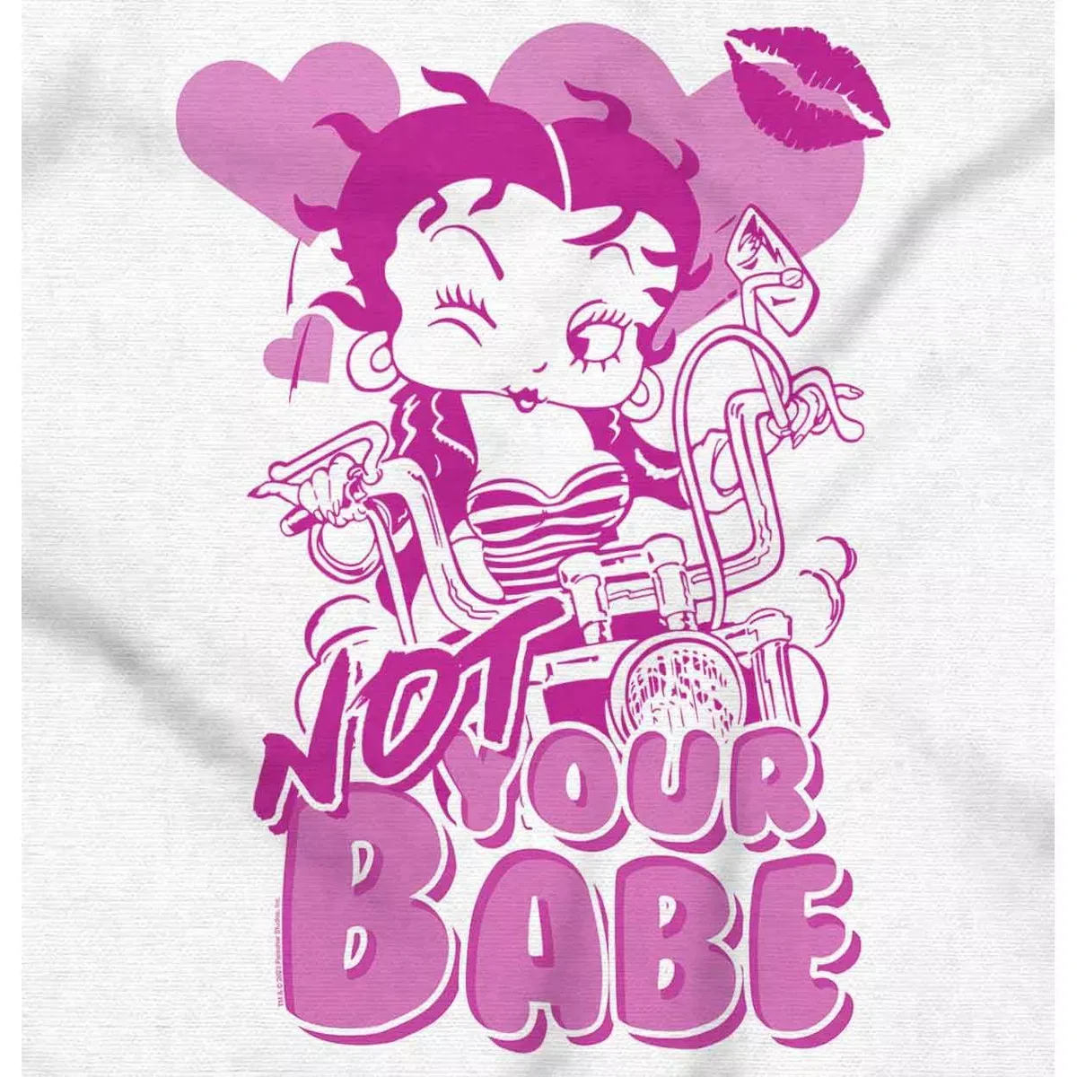 Детское боди-комбинезон для девочек с принтом Betty Boop Not Your Babe Biker Brisco Brands, White — фото 2