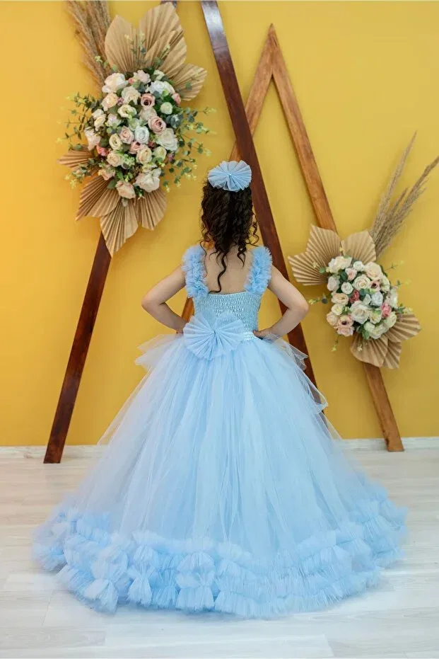 Детское платье для девочек с принтом Zde Dikim Evi, Baby Blue — фото 3