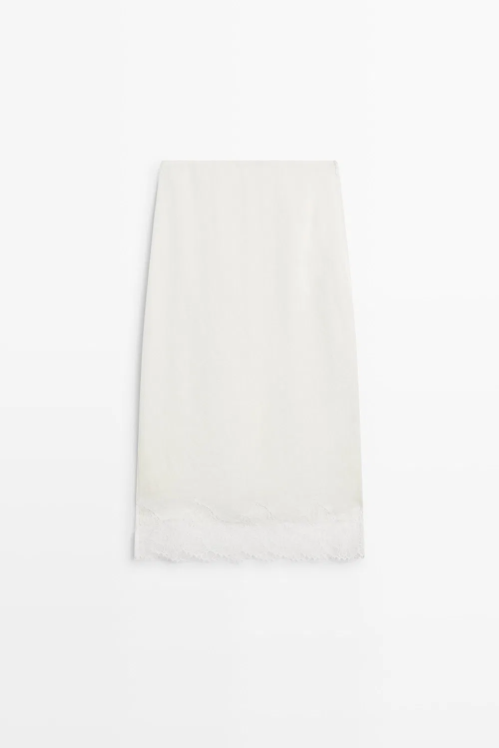 Юбка Massimo Dutti, струящаяся с кружевной отделкой, белый — фото 2