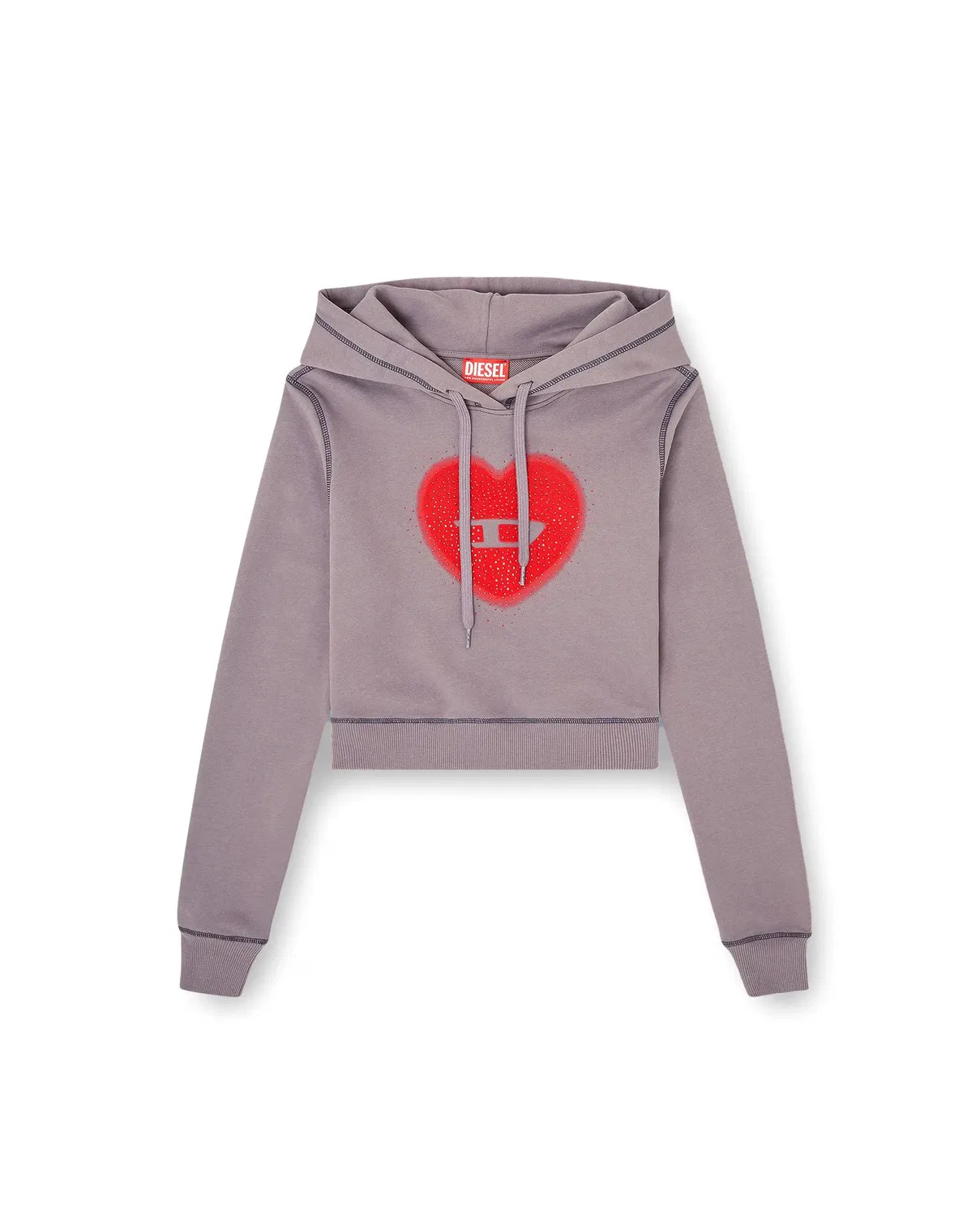 Женская худи Diesel с принтом, Модель Sudadera de mujer DIESEL con capucha y motivo gráfico, Diesel, Серый — фото 4